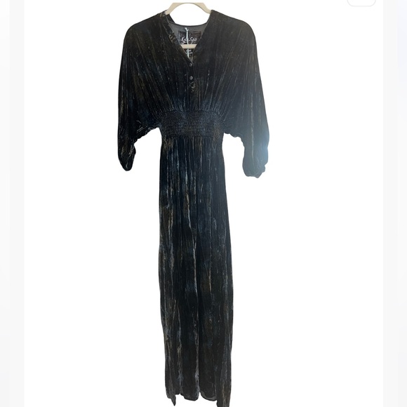 blue and brown marble dress Mayorkas Metallic Marble Midi Dress